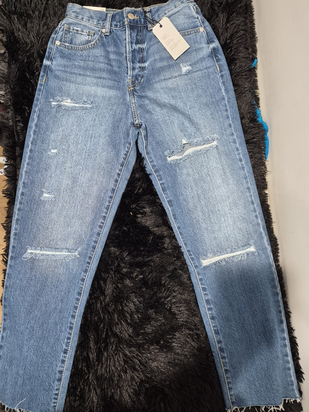 Classic High-Rise  Mom Distressed Women’s Jeans - Blue